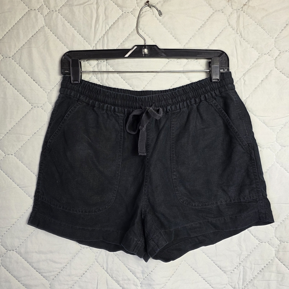 J Crew Women's Black Chino Shorts,
 Size Small 
Pockets, Linen Blend